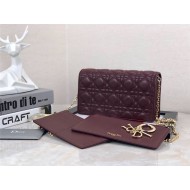 LADY Dior POUCH Cannage Lambskin Burgundy High