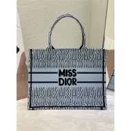 MEDIUM Dior BOOK TOTE Miss Dior Allover Embroidery Blue High