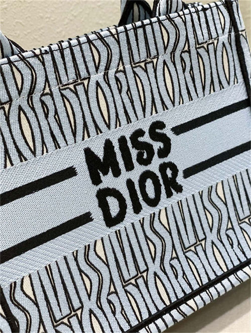 SMALL Dior BOOK TOTE Miss Dior Allover Embroidery Blue High