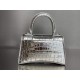 WOMEN'S HOURGLASS XS TOP HANDLE BAG Crocodile Silver High