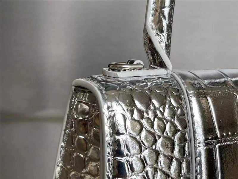 WOMEN'S HOURGLASS XS TOP HANDLE BAG Crocodile Silver High