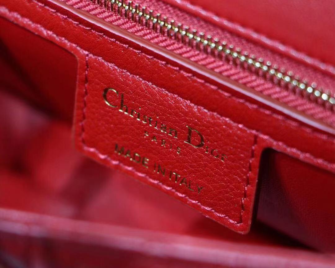 SMALL Dior CARO BAG Supple Cannage Calfskin Red High