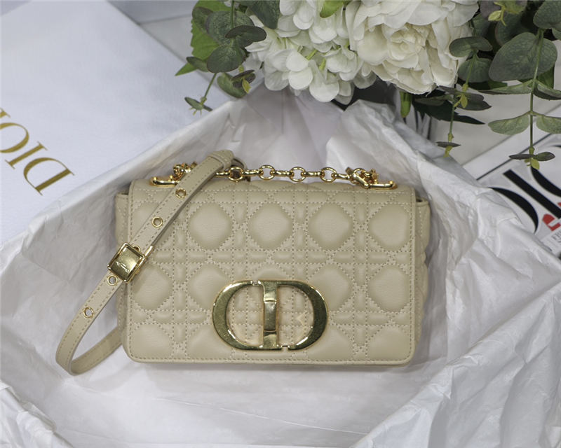 SMALL Dior CARO BAG Supple Cannage Calfskin Beige High