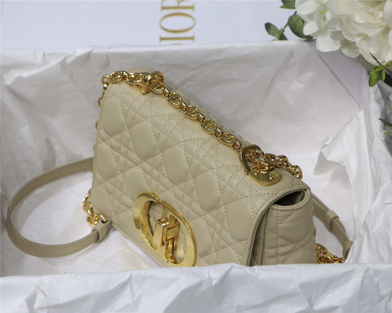 SMALL Dior CARO BAG Supple Cannage Calfskin Beige High