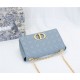 LARGE Dior CARO BAG Supple Cannage Calfskin Sky Blue High