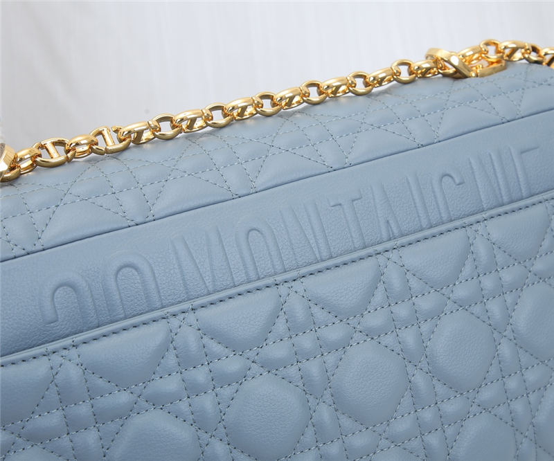 LARGE Dior CARO BAG Supple Cannage Calfskin Sky Blue High