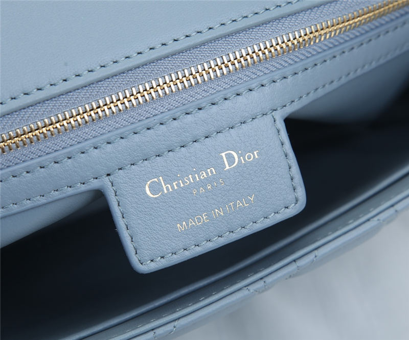 LARGE Dior CARO BAG Supple Cannage Calfskin Sky Blue High