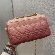 SMALL Dior CARO BAG Supple Cannage Calfskin Gradient Pink High