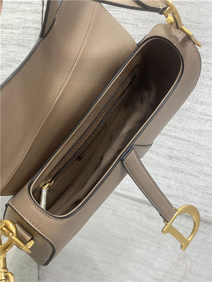 SADDLE BAG Grained Calfskin Warm Taupe High