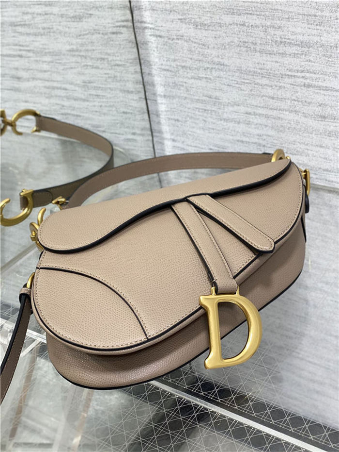 SADDLE BAG Grained Calfskin Warm Taupe High