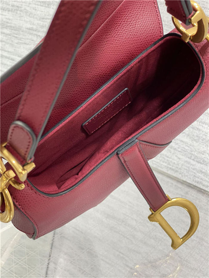 Mini SADDLE BAG Grained Calfskin Wine High