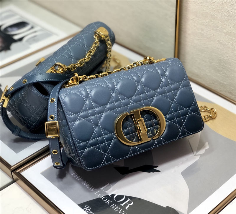 SMALL Dior CARO BAG Supple Cannage Calfskin Gradient Blue High