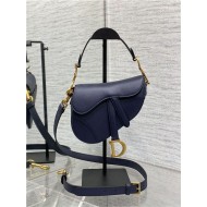 Mini SADDLE BAG Grained Calfskin Navy Blue High