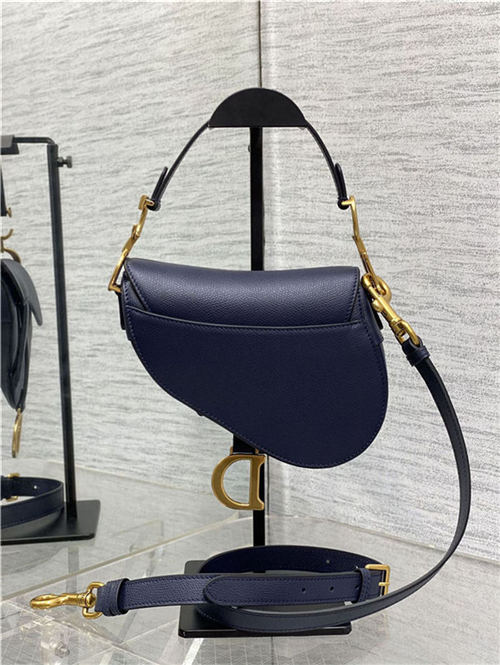 Mini SADDLE BAG Grained Calfskin Navy Blue High