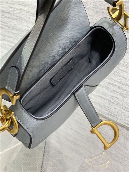 Mini SADDLE BAG Grained Calfskin Grey Blue High