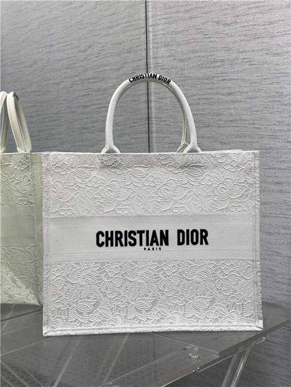 LARGE Dior BOOK TOTE D-Lace Embroidery with Macramé Effect High