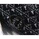 LARGE Dior CARO BAG Crinkled Patent Lambskin Black High