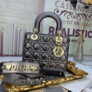 SMALL LADY Dior MY ABCDior BAG Metallic Cannage Calfskin Gunmetal High