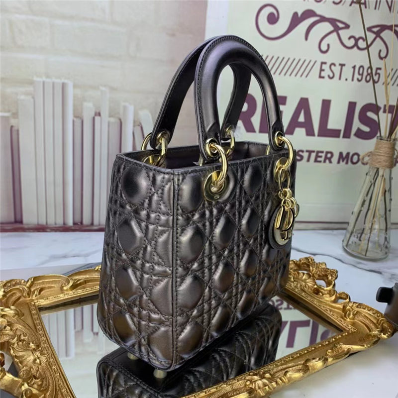 SMALL LADY Dior MY ABCDior BAG Metallic Cannage Calfskin Gunmetal High