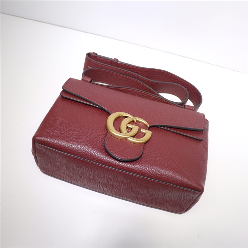 GG Marmont Leather small shoulder bag 401173 Burgundy High