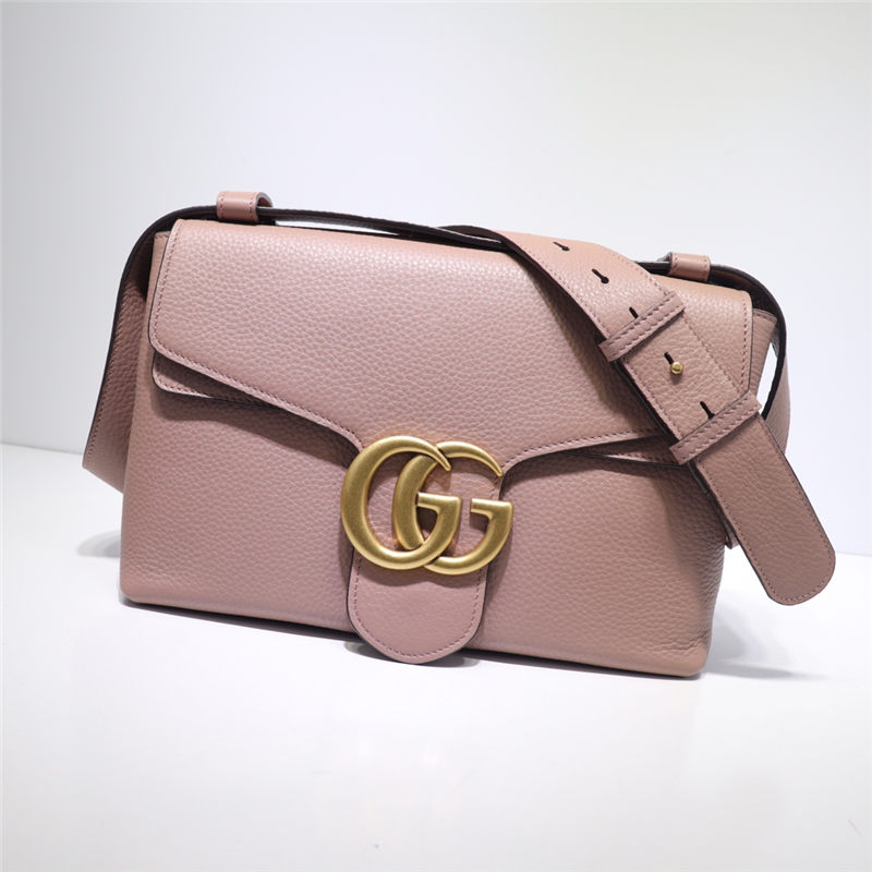 GG Marmont Leather small shoulder bag 401173 Nude Pink High