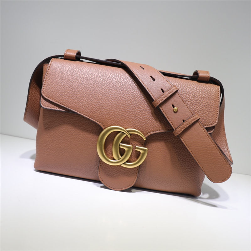 GG Marmont Leather small shoulder bag 401173 Brown High