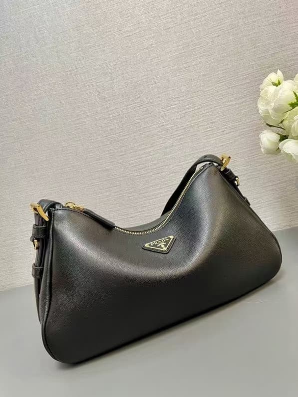 Prada Aimée medium leather shoulder bag Black High