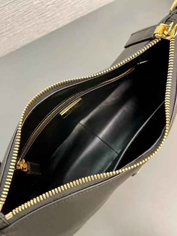 Prada Aimée medium leather shoulder bag Black High