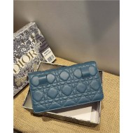 Dior CARO BELT POUCH WITH CHAIN Supple Cannage Calfskin Steel Blue High