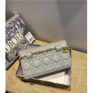 Dior CARO BELT POUCH WITH CHAIN Supple Cannage Calfskin Grey High