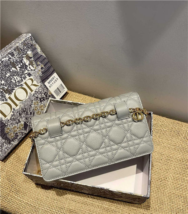 Dior CARO BELT POUCH WITH CHAIN Supple Cannage Calfskin Grey High