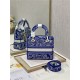 MEDIUM LADY D-LITE BAG Toile de Jouy Reverse Embroidery Royal Blue High