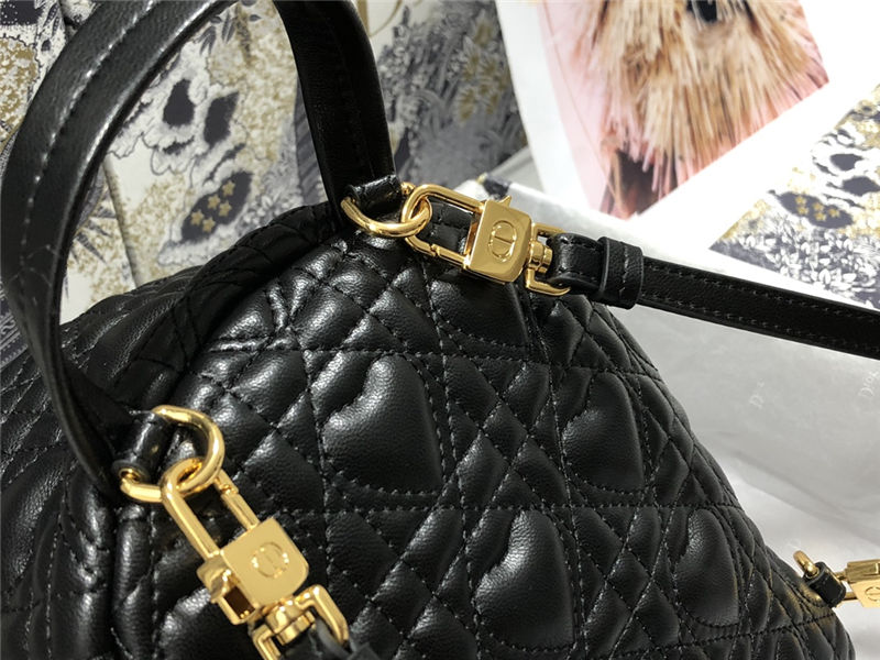 MINI DiorAMOUR Dior BACKPACK Cannage Lambskin with Heart Motif Black High