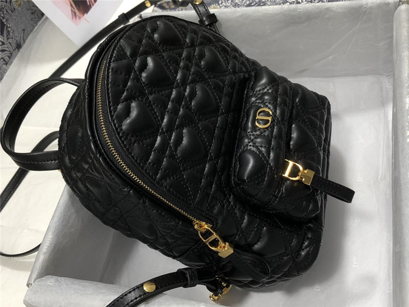 MINI DiorAMOUR Dior BACKPACK Cannage Lambskin with Heart Motif Black High