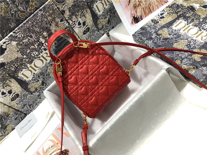 MINI DiorAMOUR Dior BACKPACK Cannage Lambskin with Heart Motif Red High