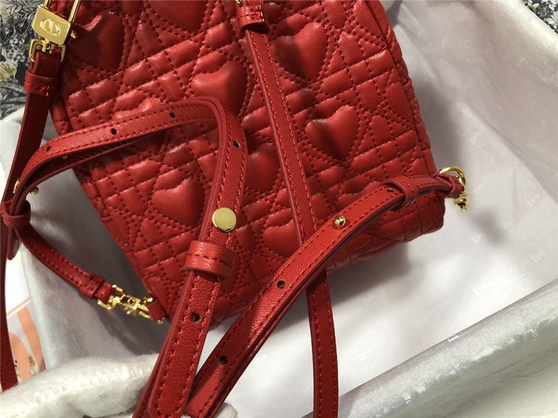 MINI DiorAMOUR Dior BACKPACK Cannage Lambskin with Heart Motif Red High