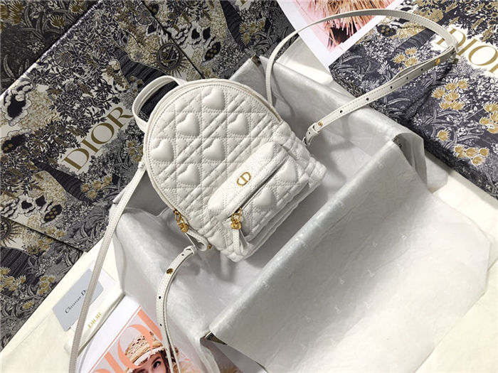 MINI DiorAMOUR Dior BACKPACK Cannage Lambskin with Heart Motif Latte High