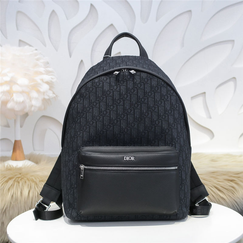 Dior RIDER BACKPACK Dior Oblique Jacquard Black & Grained Calfskin High