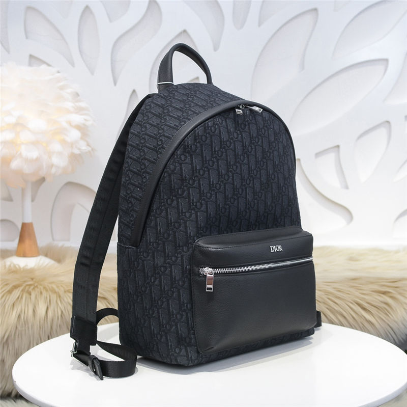 Dior RIDER BACKPACK Dior Oblique Jacquard Black & Grained Calfskin High