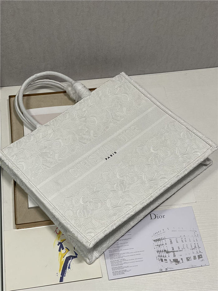 LARGE Dior BOOK TOTE Embroidery with Macramé Effect High