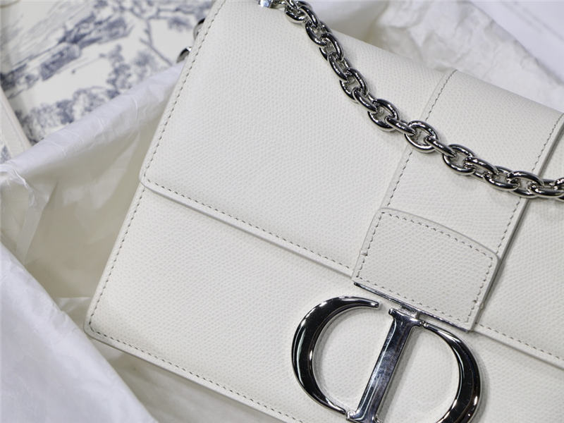 30 MONTAIGNE CHAIN BAG Grained Calfskin White High