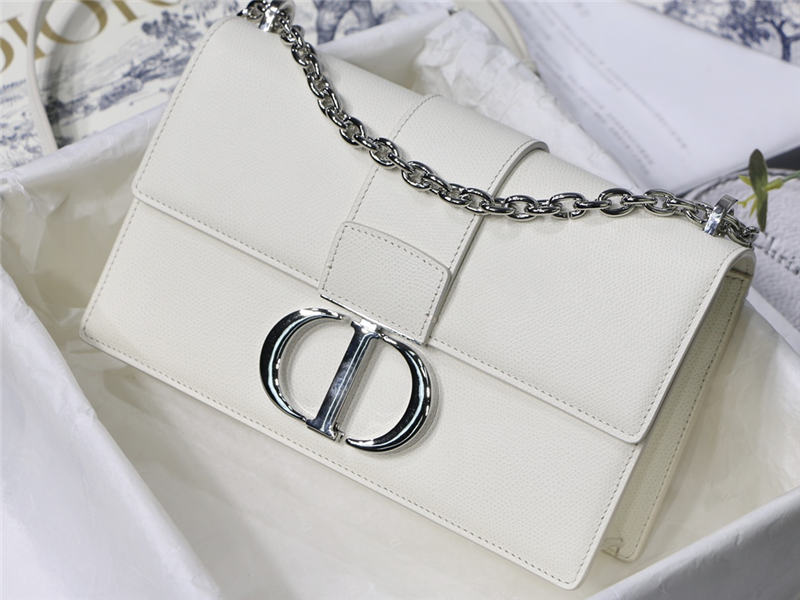 30 MONTAIGNE CHAIN BAG Grained Calfskin White High