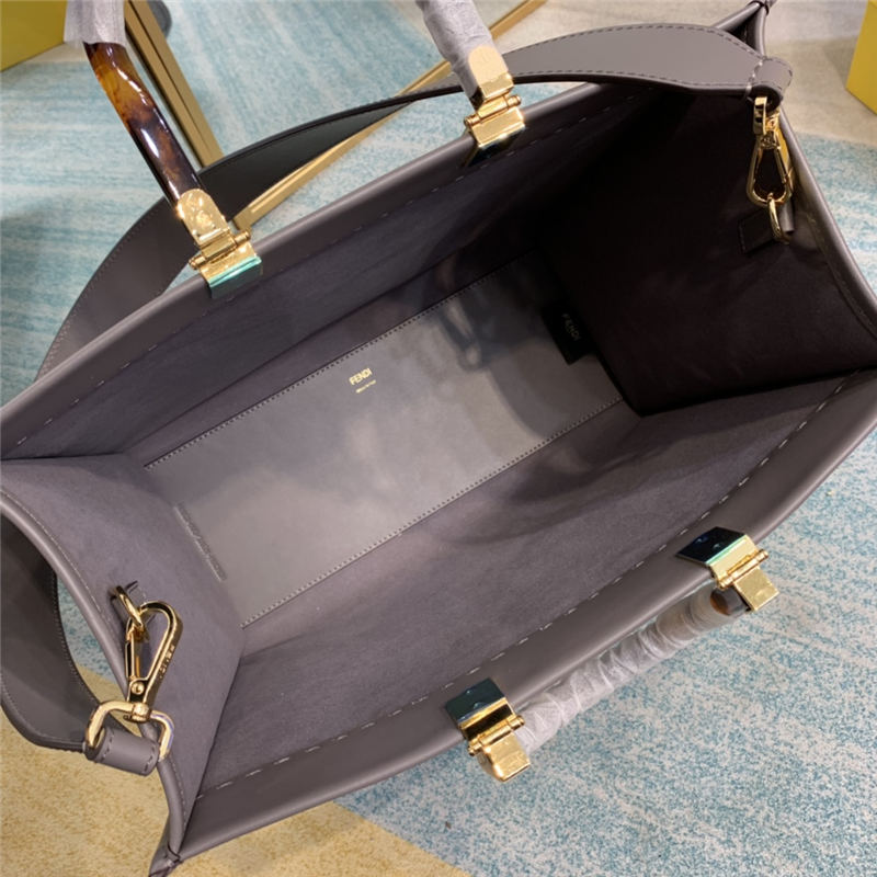 MEDIUM Fendi SUNSHINE Leather Shopper Grey High