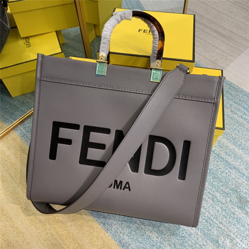 MEDIUM Fendi SUNSHINE Leather Shopper Grey High