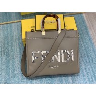 MEDIUM Fendi SUNSHINE Leather & Elaphe Shopper Grey High