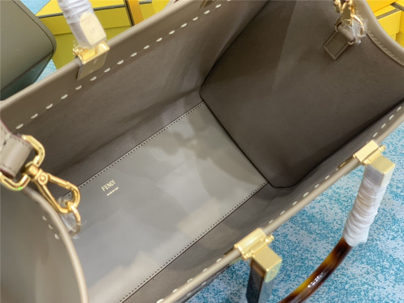 MEDIUM Fendi SUNSHINE Leather & Elaphe Shopper Grey High