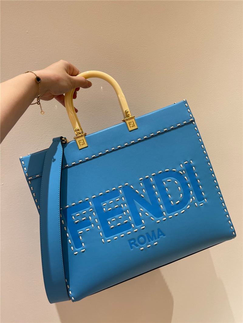 MEDIUM Fendi SUNSHINE Leather Shopper Blue High