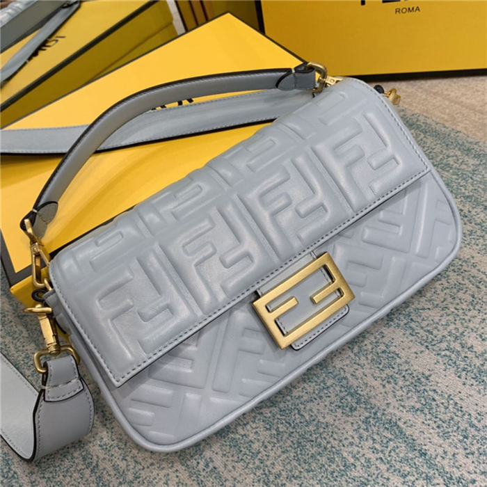 BAGUETTE leather bag Grey Blue High