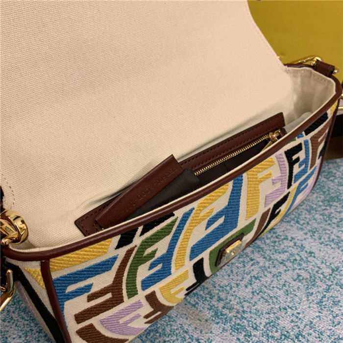 BAGUETTE Embroidered canvas bag Multicolor High