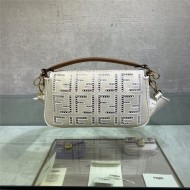 BAGUETTE canvas bag with FF embroidery White High